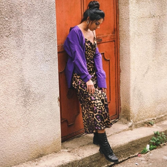 Zara Satin Effect Leopard Print Dress - Picture 11 of 15